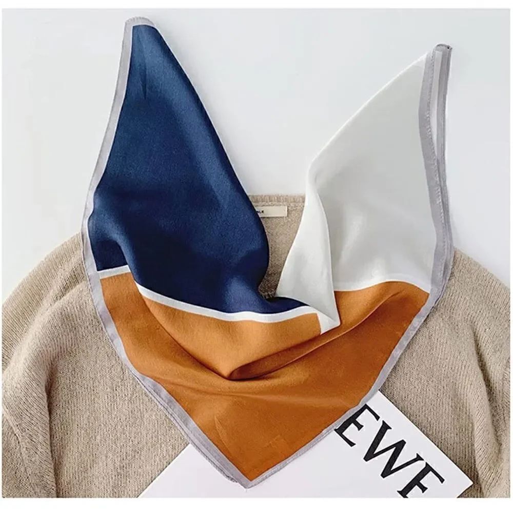 Color Block Mulberry Silk Neck Scarf - Picture 3 of 5